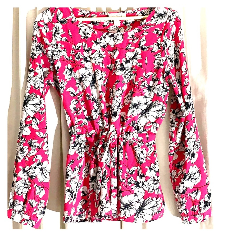 Pink floral blouse